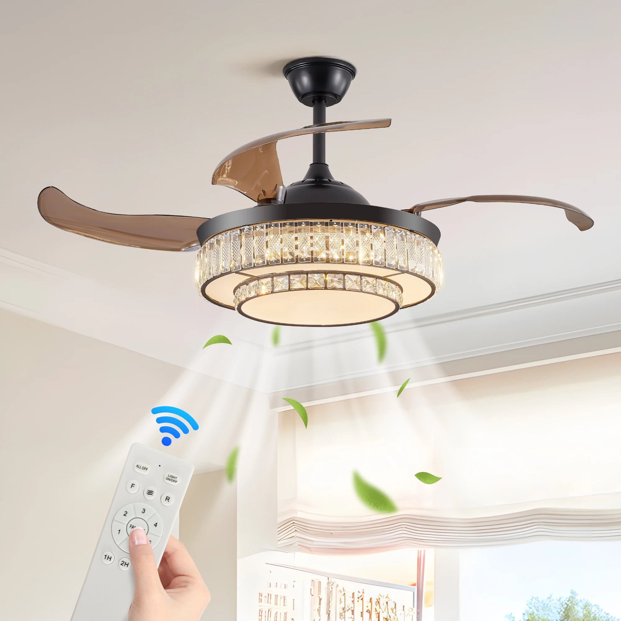 48-Inch LED Ceiling Fan | Contemporary Quiet Ceiling Fan with Remote Control