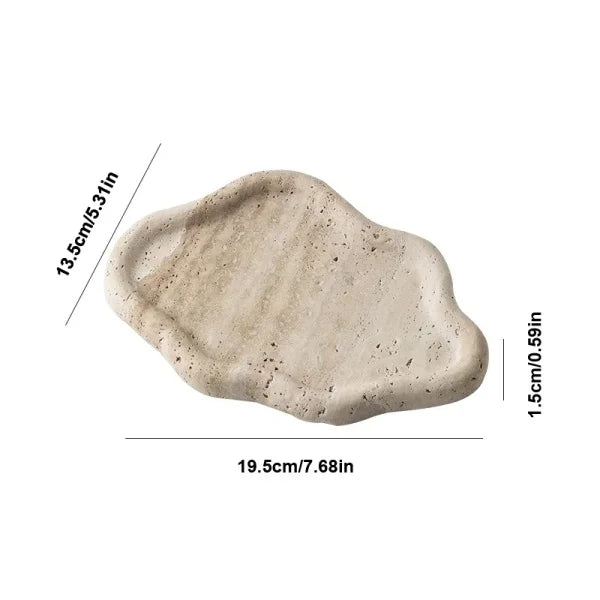 Cloud Shape Travertine Tray Natural Stone Home Decorative Jewelry Storage or Desert Cake Stand for Kitchen or Bathroom Use