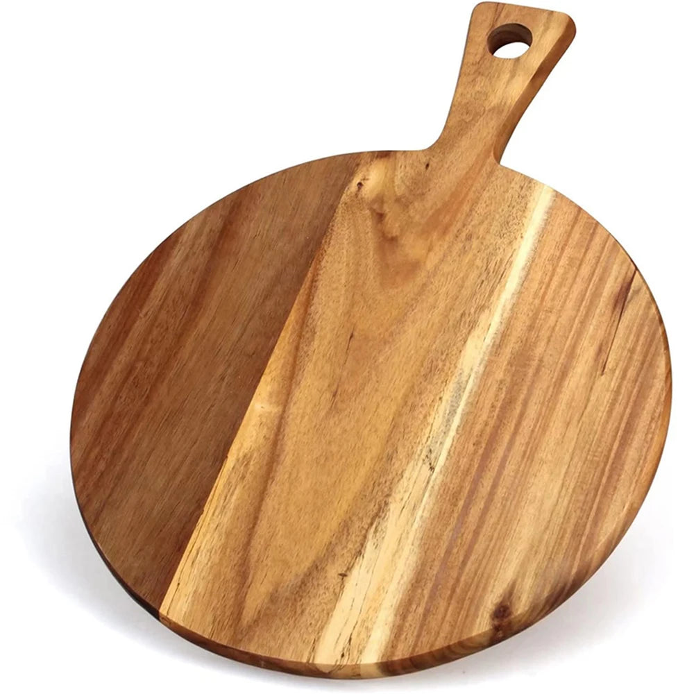 Handle & Paddle Wooden Cutting Board for Meat Bread Cooked Food Carved Block Durable Chopping Block for Kitchen Use