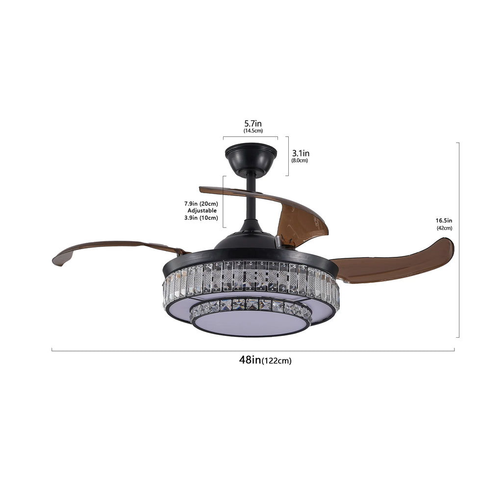 US Stock Free Shipping Bedroom Dining Room 48 Inch Contemporary Quiet Ceiling Fan With LED Light and Remote Control Kitchen