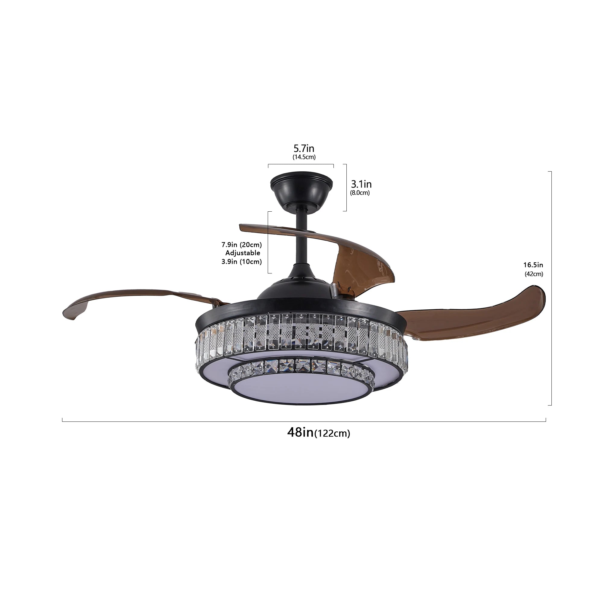 48-Inch LED Ceiling Fan | Contemporary Quiet Ceiling Fan with Remote Control