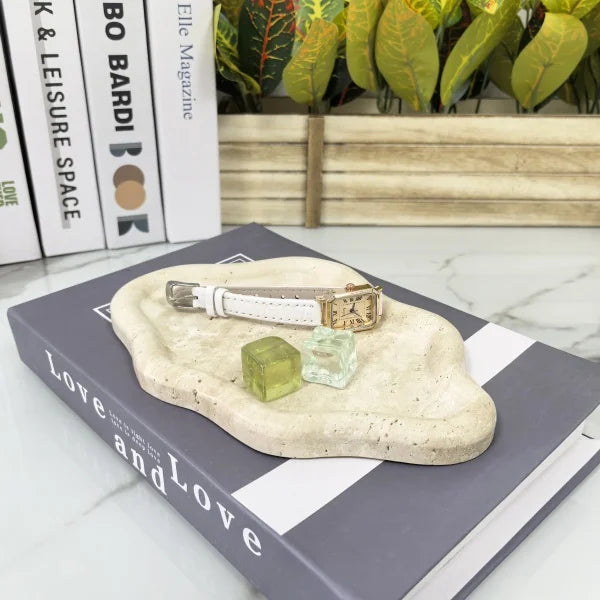 Cloud Shape Travertine Tray Natural Stone Home Decorative Jewelry Storage or Desert Cake Stand for Kitchen or Bathroom Use