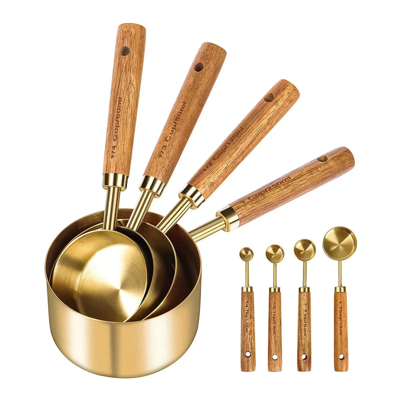 YX - Stainless Steel Heat Resistant Kitchen Measuring Cups and Spoons Set for Home Kitchen
