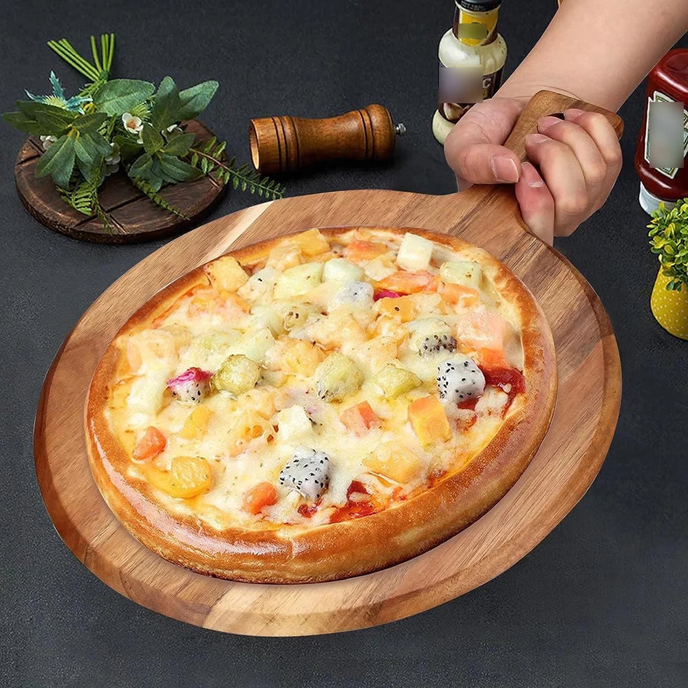 Handle & Paddle Wooden Cutting Board for Meat Bread Cooked Food Carved Block Durable Chopping Block for Kitchen Use