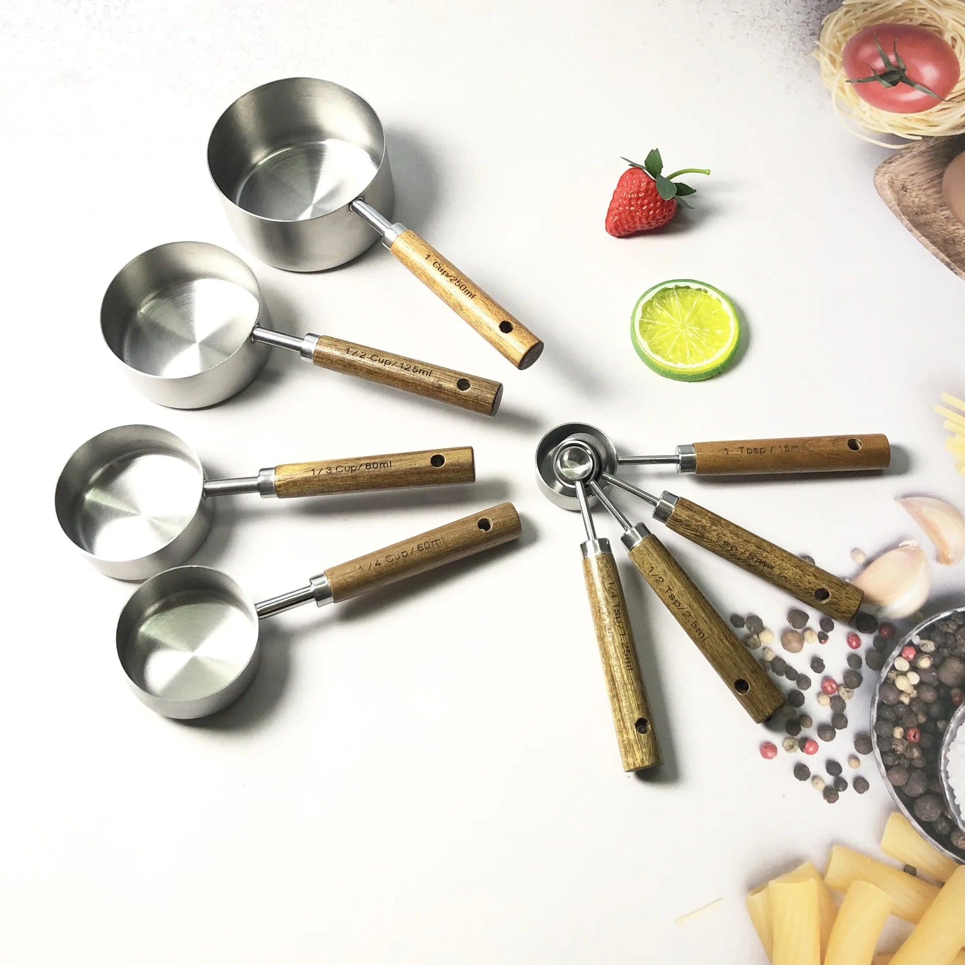 YX - Stainless Steel Heat Resistant Kitchen Measuring Cups and Spoons Set for Home Kitchen