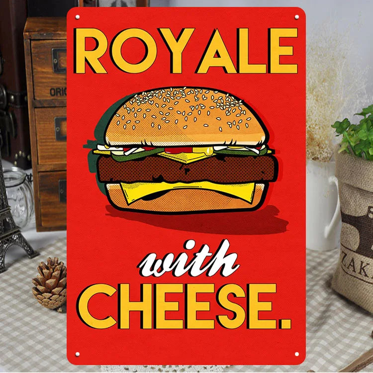 Fast Food Tin Sign Kitchen Cafe Restaurant bar Club Metal Wall Plaque Hamburger Metal Poster Wall Decor Metal Burgers Signs