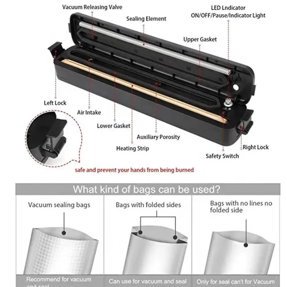 Automatic Meat Vacuum Sealer Household Portable Electric Vacuum Wrap Grain Sealer Mini Food Vacuum Sealer Machine for Kitchen
