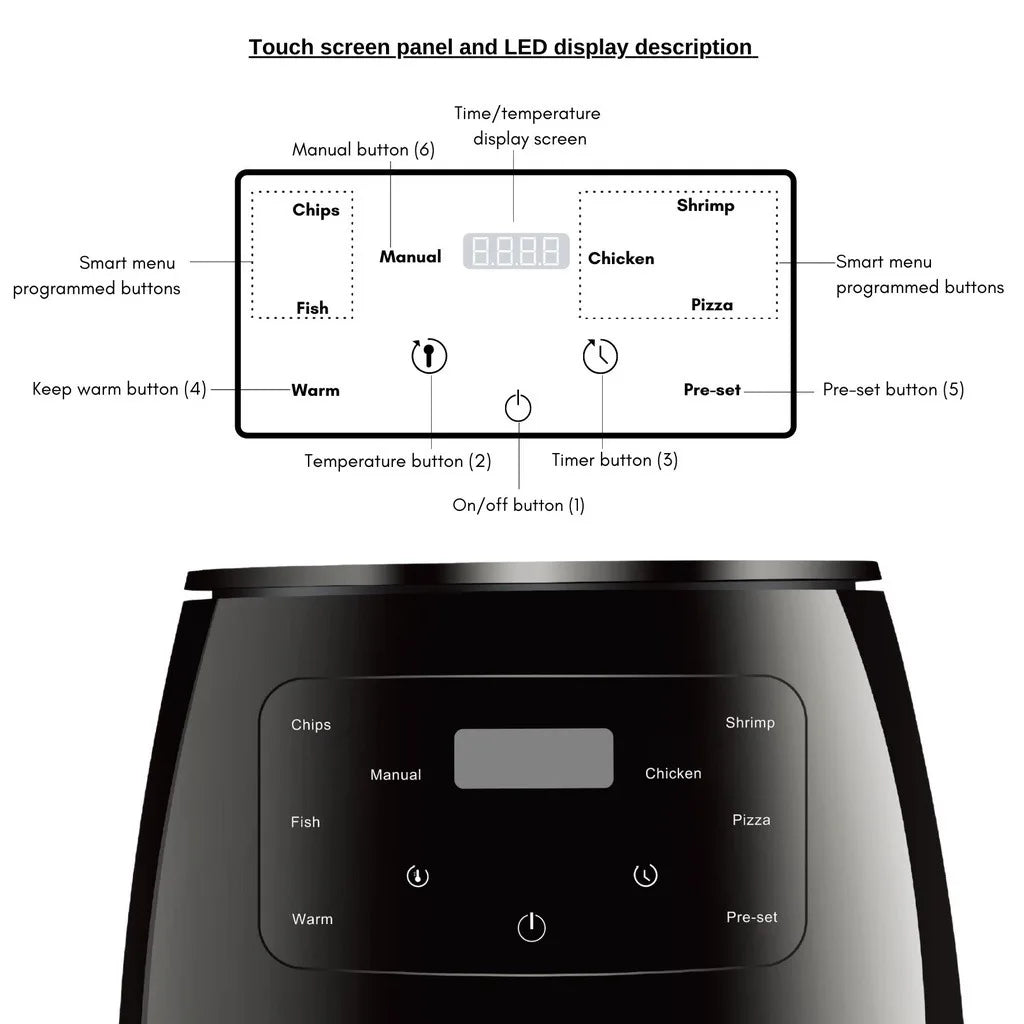 6L Digital Air Fryer | Multi-Function Touchscreen Air Frying Oven