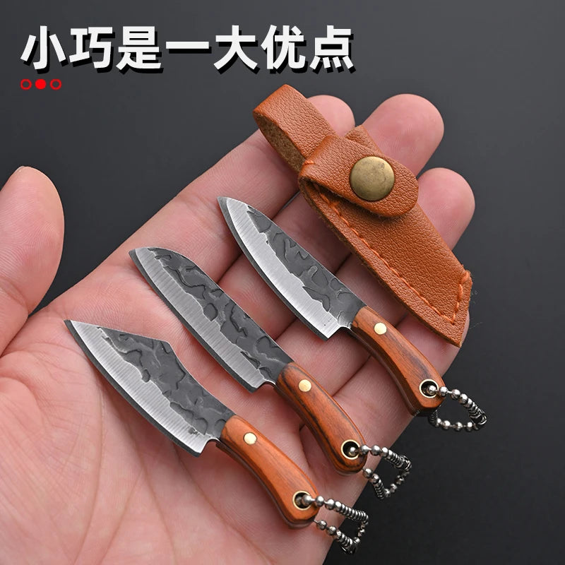 Mini Mock Damascus Dogleg Pocket Knife for Camping Unpacking & Kitchen Use for Outdoor Adventures