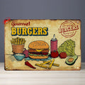 Fast Food Tin Sign Kitchen Cafe Restaurant bar Club Metal Wall Plaque Hamburger Metal Poster Wall Decor Metal Burgers Signs