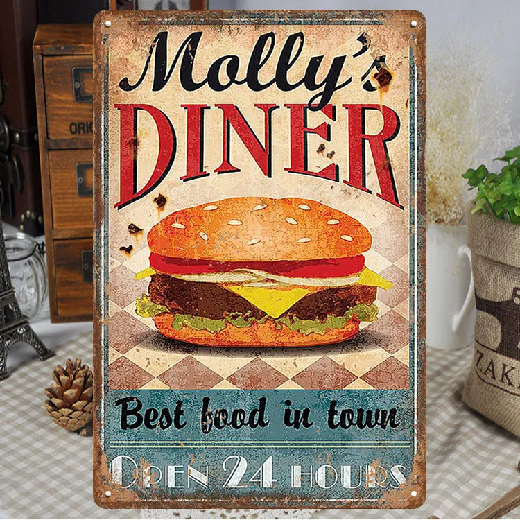 Fast Food Tin Sign Kitchen Cafe Restaurant bar Club Metal Wall Plaque Hamburger Metal Poster Wall Decor Metal Burgers Signs