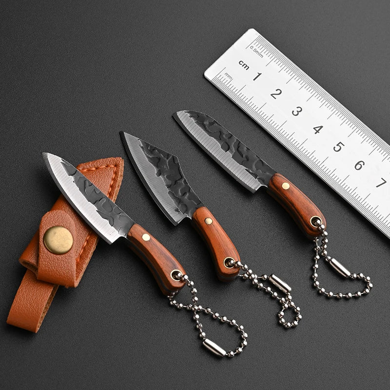 Mini Mock Damascus Dogleg Pocket Knife for Camping Unpacking & Kitchen Use for Outdoor Adventures