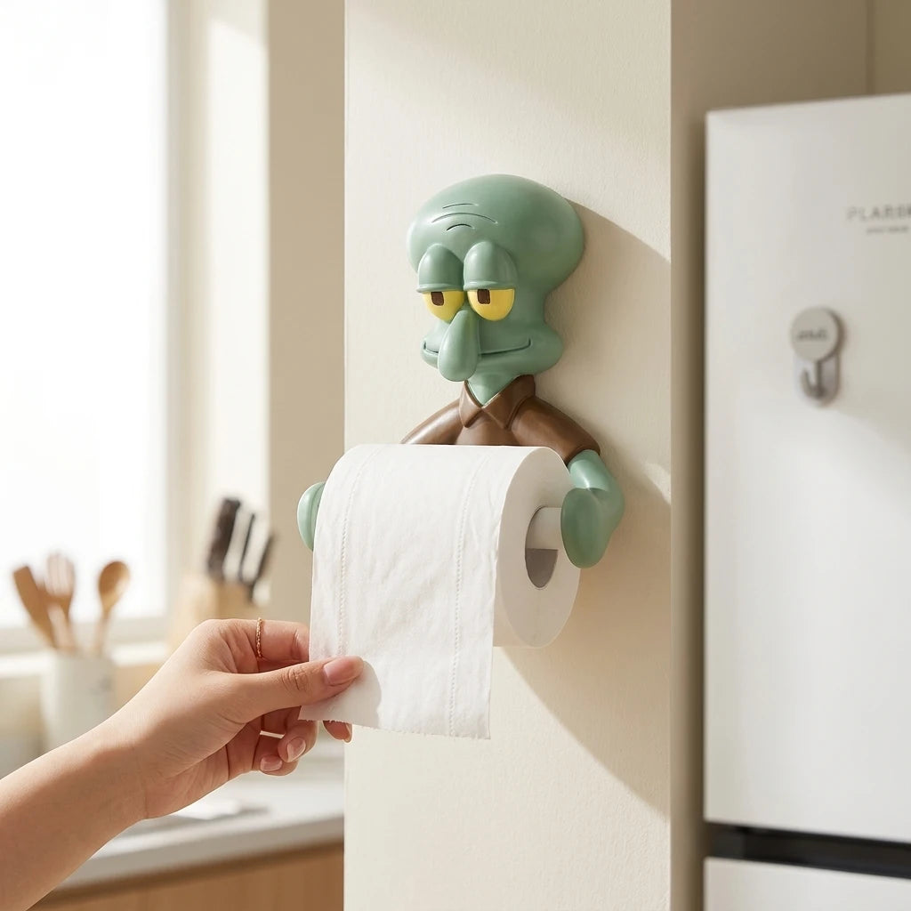 Decorated Funny Resin Squidward Shape Sculpture Statue Tissue Paper Box Holder Cover for Bathrooms Toilet Restaurant Kitchen