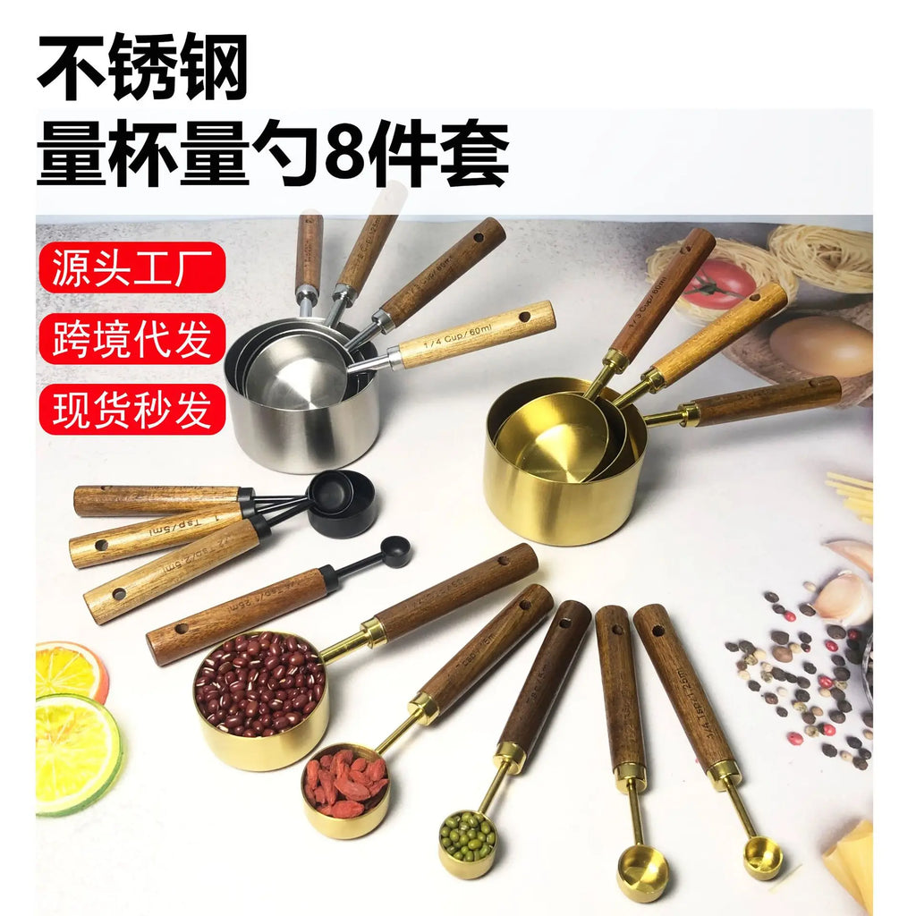 YX - Stainless Steel Heat Resistant Kitchen Measuring Cups and Spoons Set for Home Kitchen