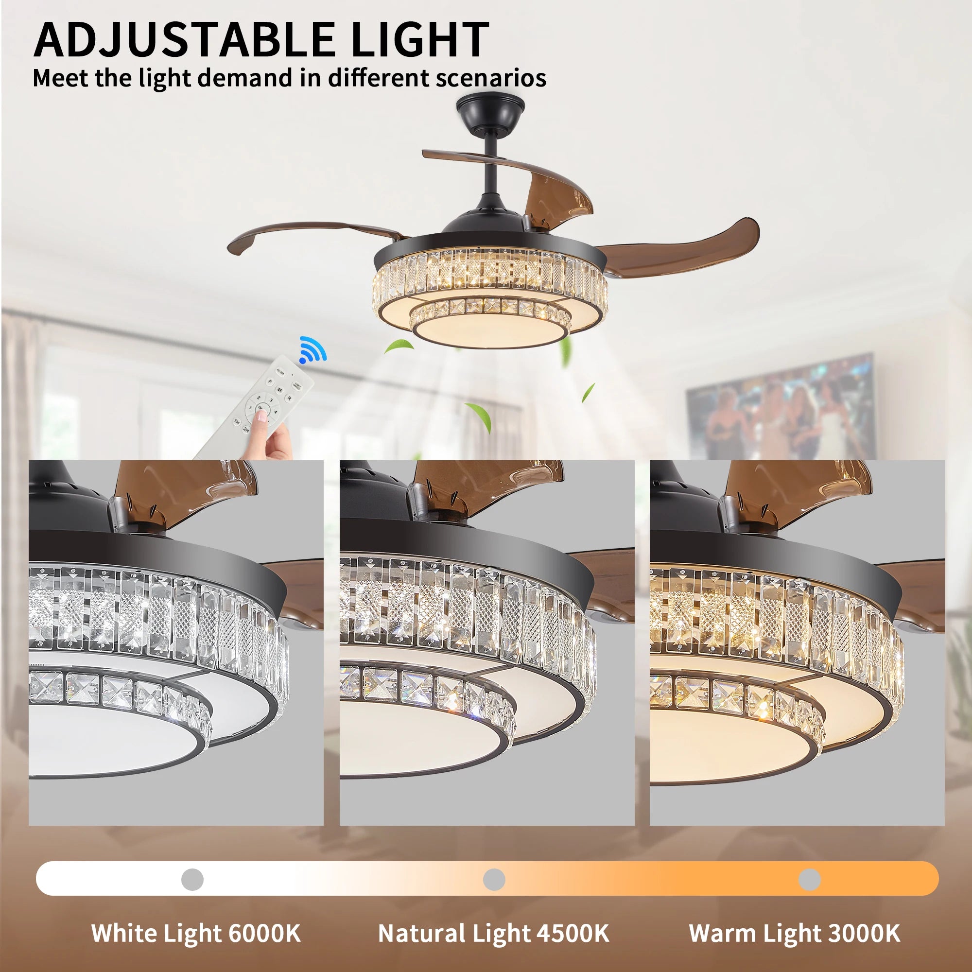48-Inch LED Ceiling Fan | Contemporary Quiet Ceiling Fan with Remote Control