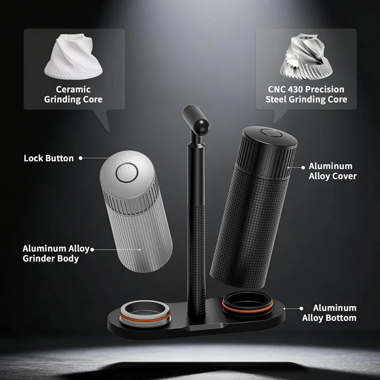 TOP Eco-Friendly Press Stainless Steel Salt Black Pepper Mill Manual Spice Grinder  Low MOQ for Kitchen