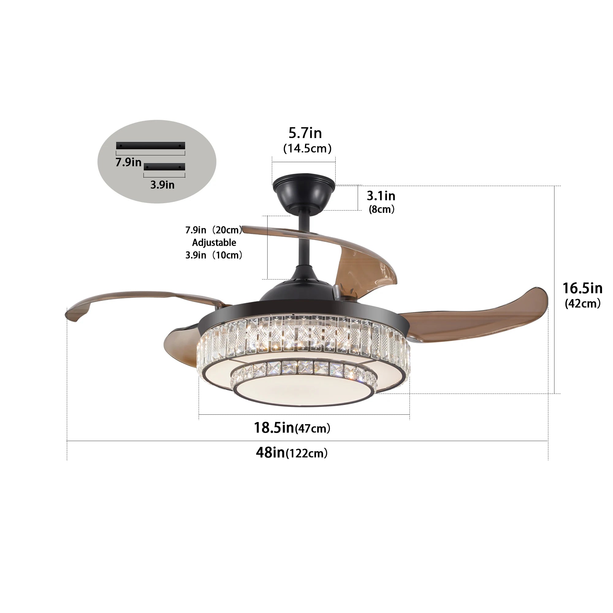 48-Inch LED Ceiling Fan | Contemporary Quiet Ceiling Fan with Remote Control