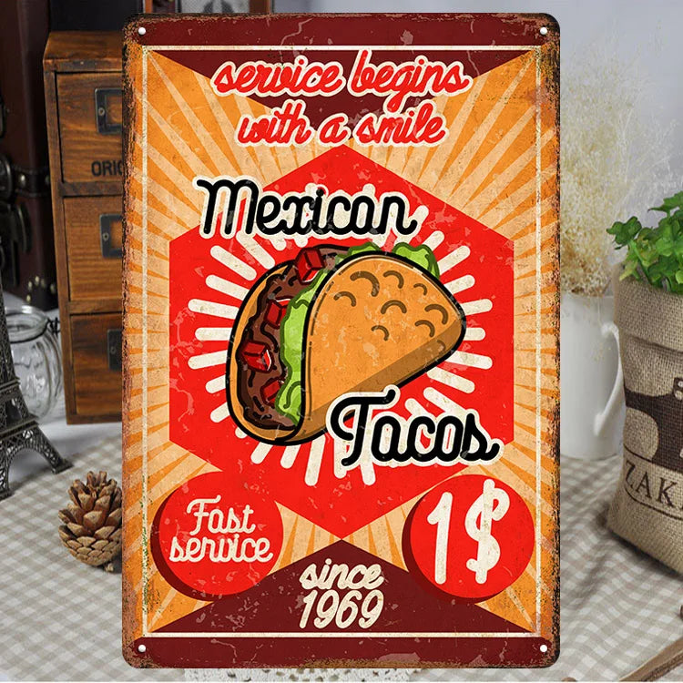 Fast Food Tin Sign Kitchen Cafe Restaurant bar Club Metal Wall Plaque Hamburger Metal Poster Wall Decor Metal Burgers Signs