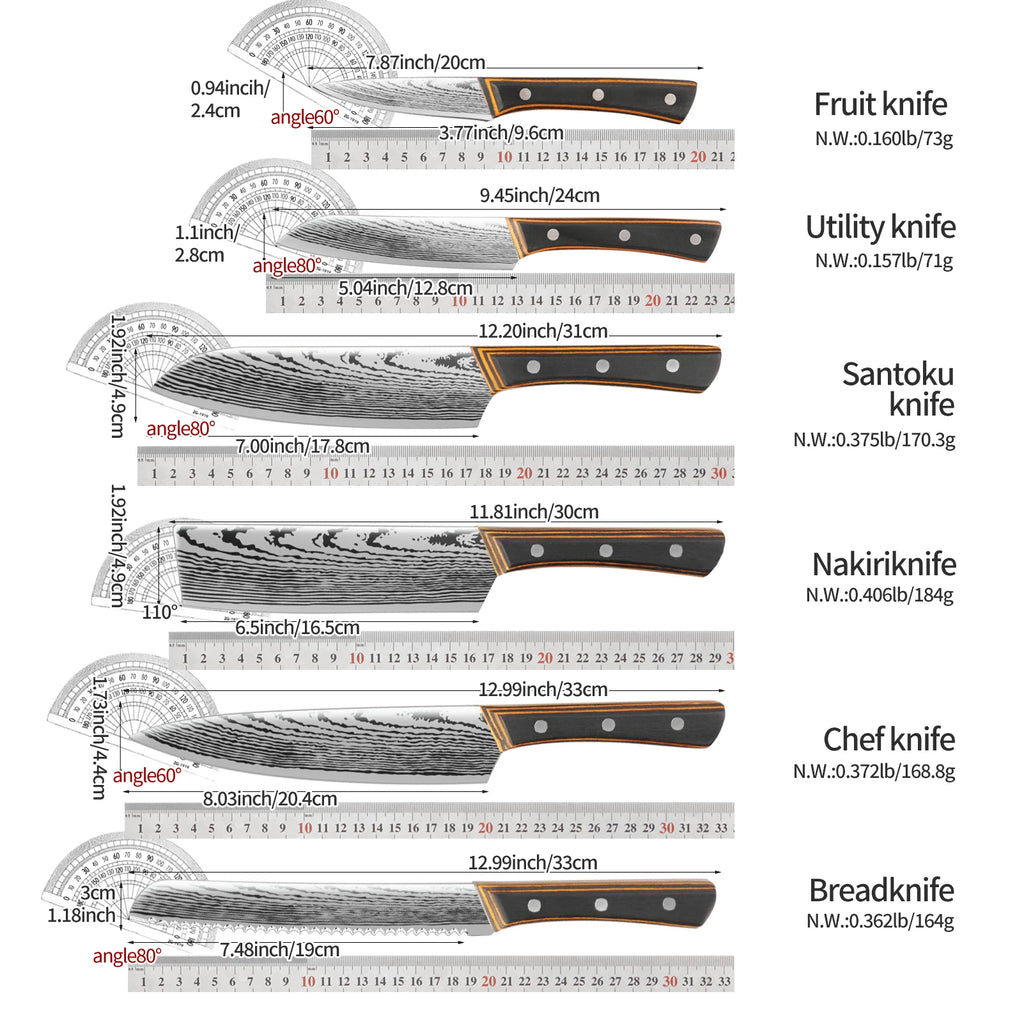 Direct Factory Custom Carving Kitchen Slicer Knives SS3CR13 Pattern Blade Fruit Slinging Chef Utility Carving DIY Knife Set