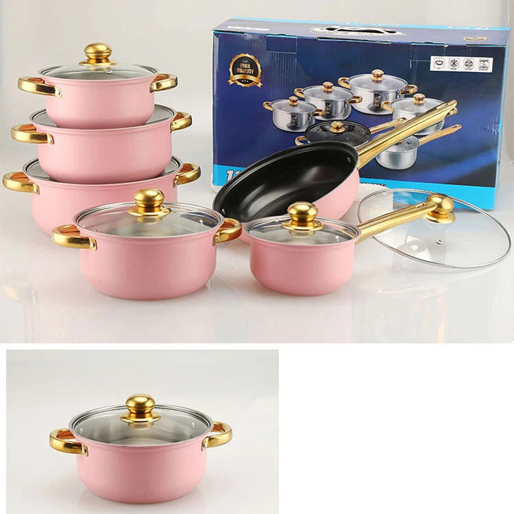 12-Piece Anti-Rust Stainless Steel Cookware Set