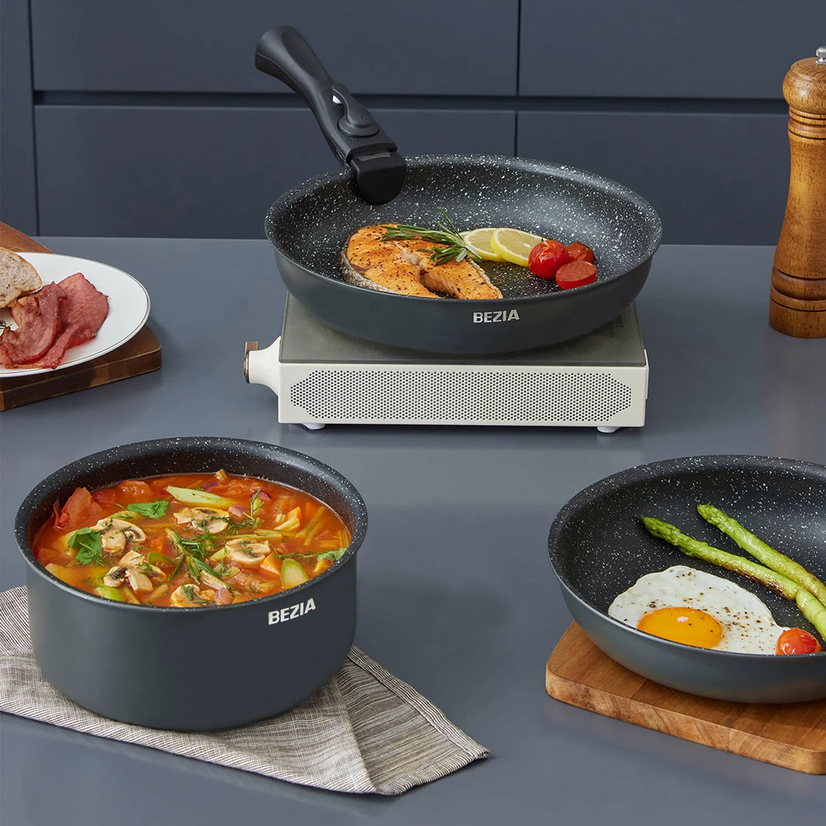Induction Cookware Set with Removable Handles