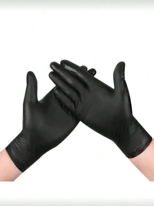 2/20/50/100pcs Black Disposable Nitrile Gloves, Latex-Free Waterproof Anti-Static Multi-Purpose Work Gloves, Powder-Free, Suitable For Kitchen, Bathroom, Home, Hair Dyeing, Beauty Salon, Painting, Craft Protection Gloves [No