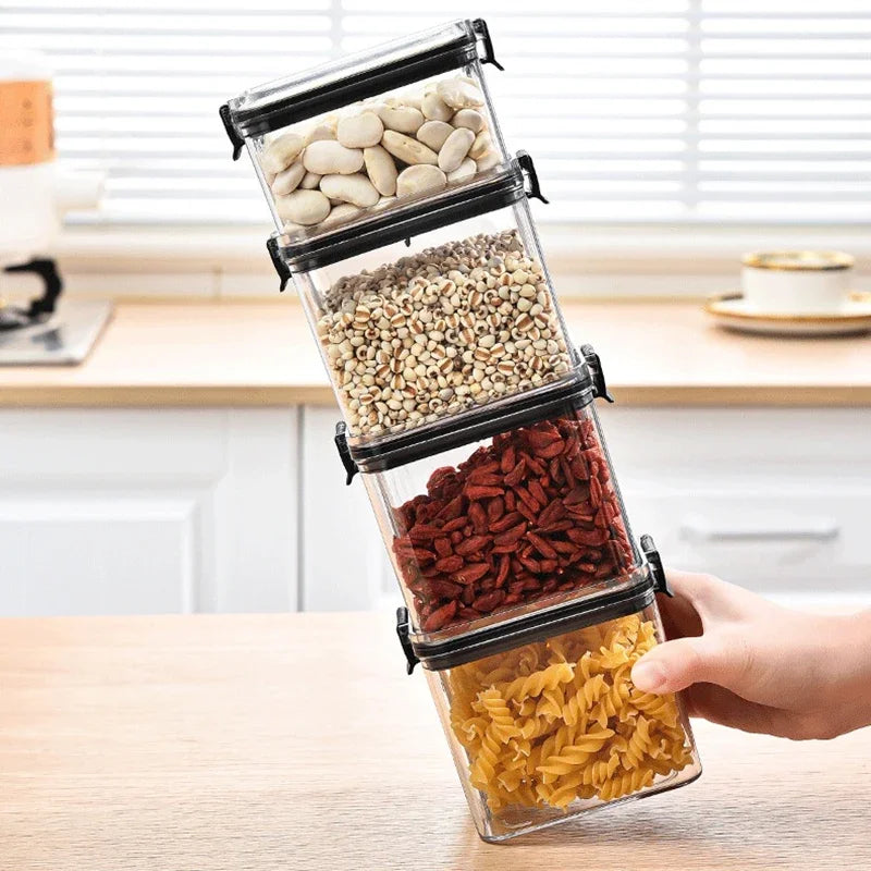 Airtight Food Storage Container Set | Stackable Kitchen Pantry Canisters for Dry Food & Seasonings