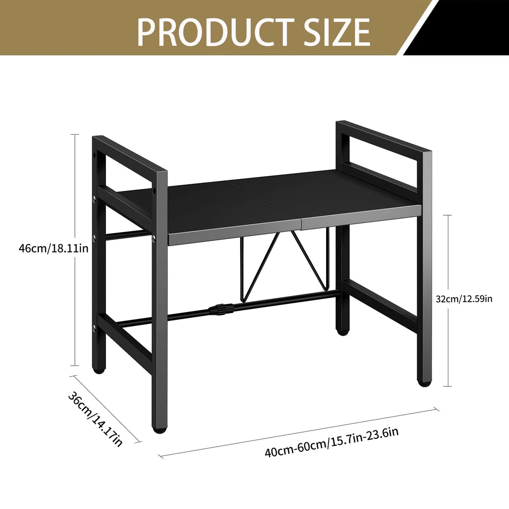 Expandable Microwave Shelf Organizer | Adjustable Kitchen Counter Storage Rack (42–64 cm)