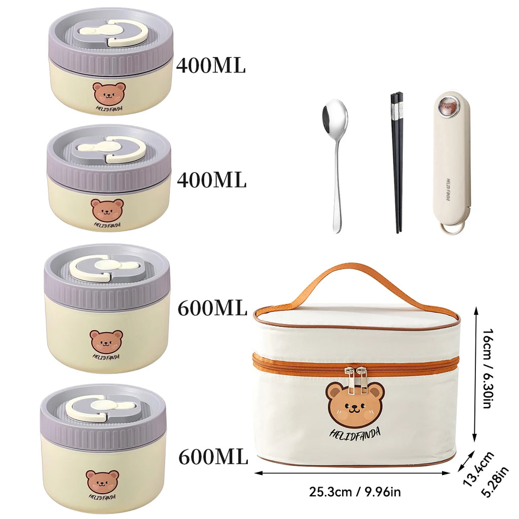 Premium 304 Stainless Steel Insulated Bento Lunch Box | Leakproof Microwave-Safe Food Container