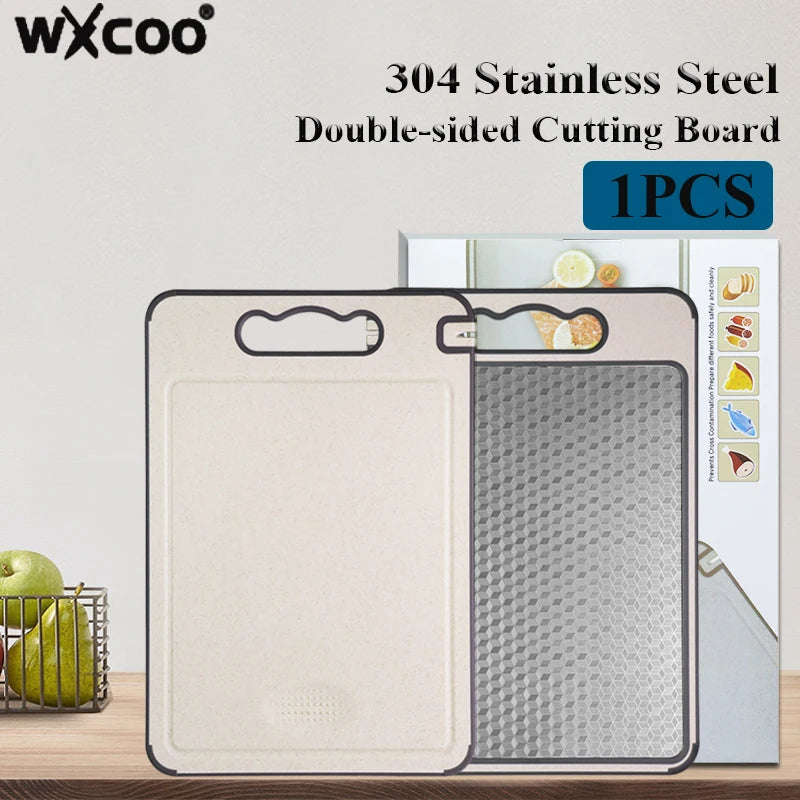 Stainless Steel Cutting Board for Kitchen Food-Grade Diamond-Pattern Large Chopping Board Non-Slip Double Sided Cutting Board