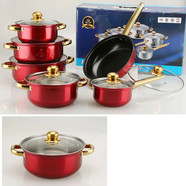 12-Piece Anti-Rust Stainless Steel Cookware Set