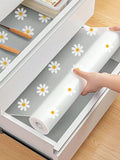 100Roll/200Rolls/500Rolls  Daisy Shelf Liner For Kitchen Cabinets EVA Waterproof Fridge Pad Cupboard Mat Easy Placemats Non-Adhesive Drawer Liner 100x30cm