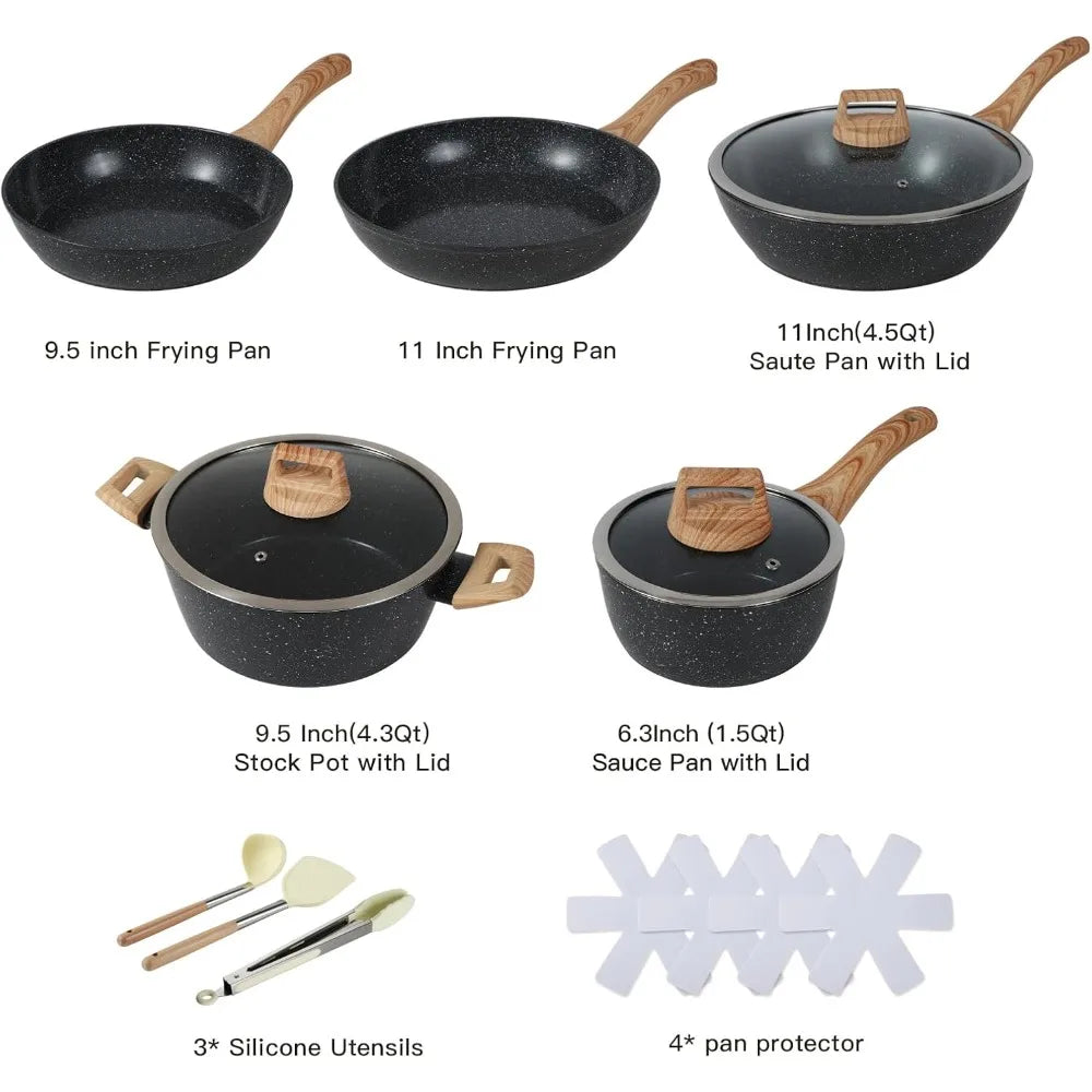 15 PCS Non Stick Ceramic Cookware Sets