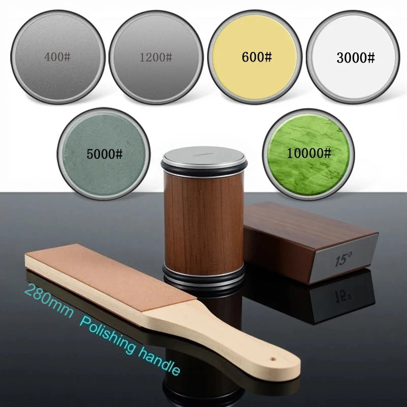 Rolling Knife Sharpener Magnetic Knife Holder Diamond Sharpening Stone Kit with 15 and 20 Degrees Angle Roller Kitchen Accessory