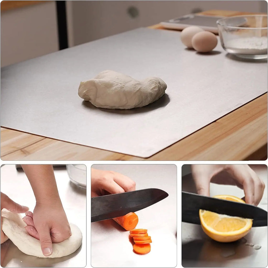 Premium 304 Stainless Steel Cutting Board | Non-Slip Food-Grade Chopping Board for Meat, Vegetables & Dough