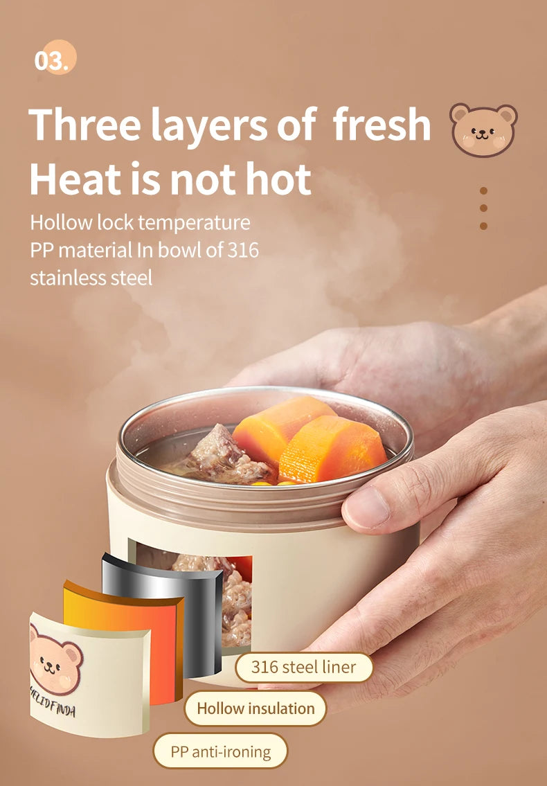 Premium 304 Stainless Steel Insulated Bento Lunch Box | Leakproof Microwave-Safe Food Container