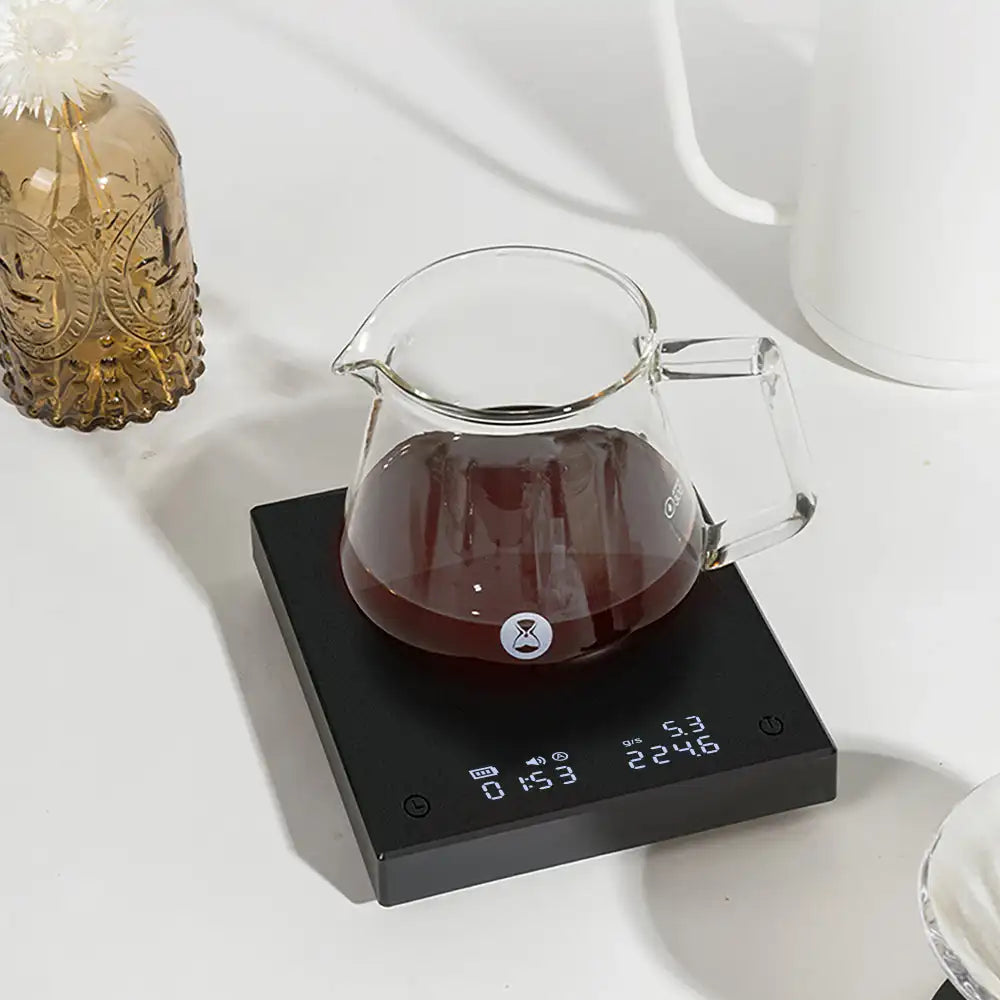Basic 3 Black Mirror Pour Over Coffee Scale Espresso Scale,Flow Rate, Auto Timer,Ratio, 3 Brewing Modes, 2kg Capacity