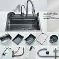 Smart Waterfall Kitchen Sink Workstation | 304 Stainless Steel Sink with Digital Display, Cup Washer & Soap Dispenser