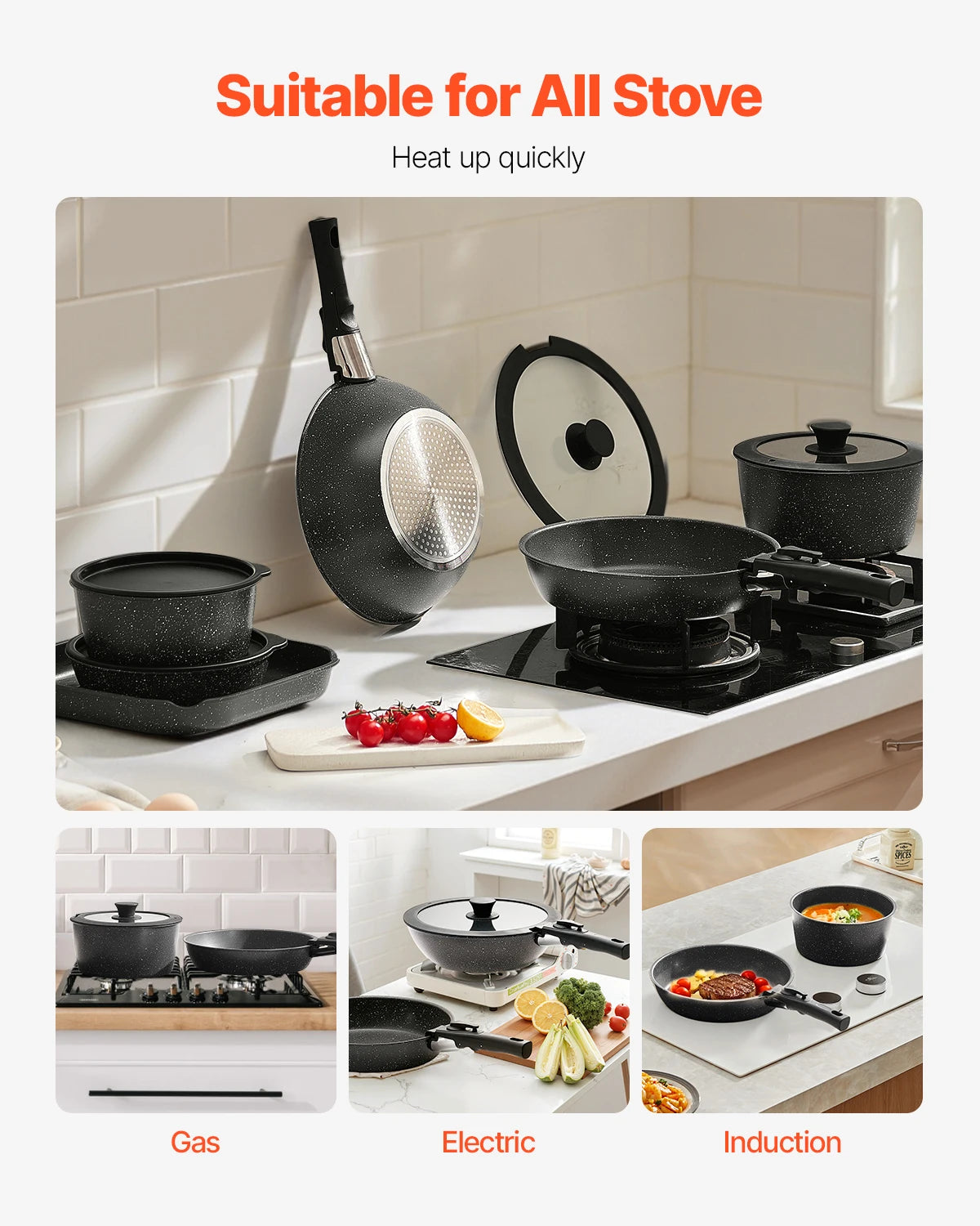 17 Pcs Granite Nonstick Cookware Set