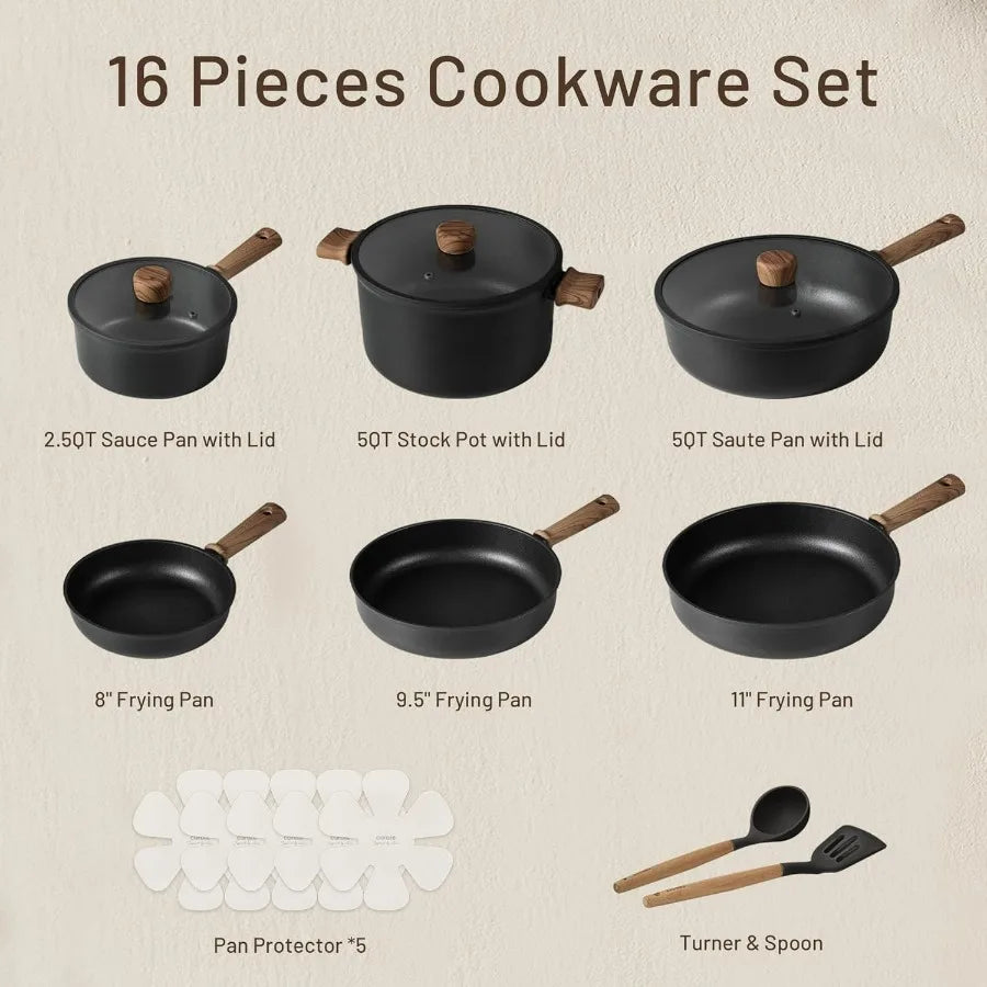 Nonstick Induction Cookware Set 16pcs