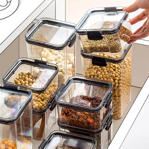 Airtight Food Storage Container Set | Stackable Kitchen Pantry Canisters for Dry Food & Seasonings