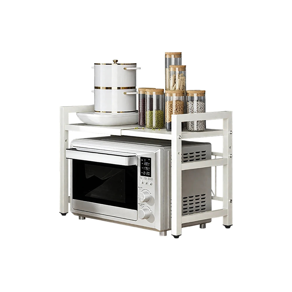 Expandable Microwave Shelf Organizer | Adjustable Kitchen Counter Storage Rack (42–64 cm)